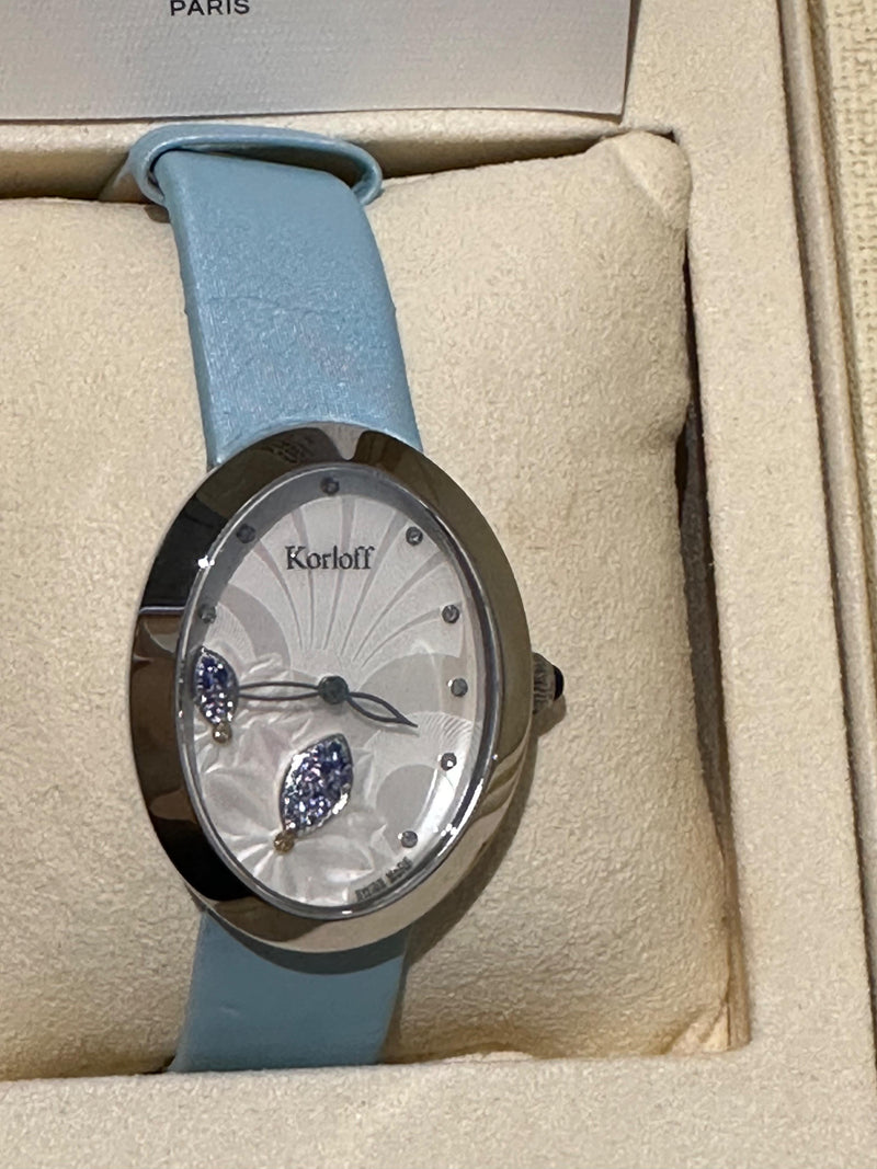 Korloff Blue Stainless Steel Sapphire and Diamond  Watch
