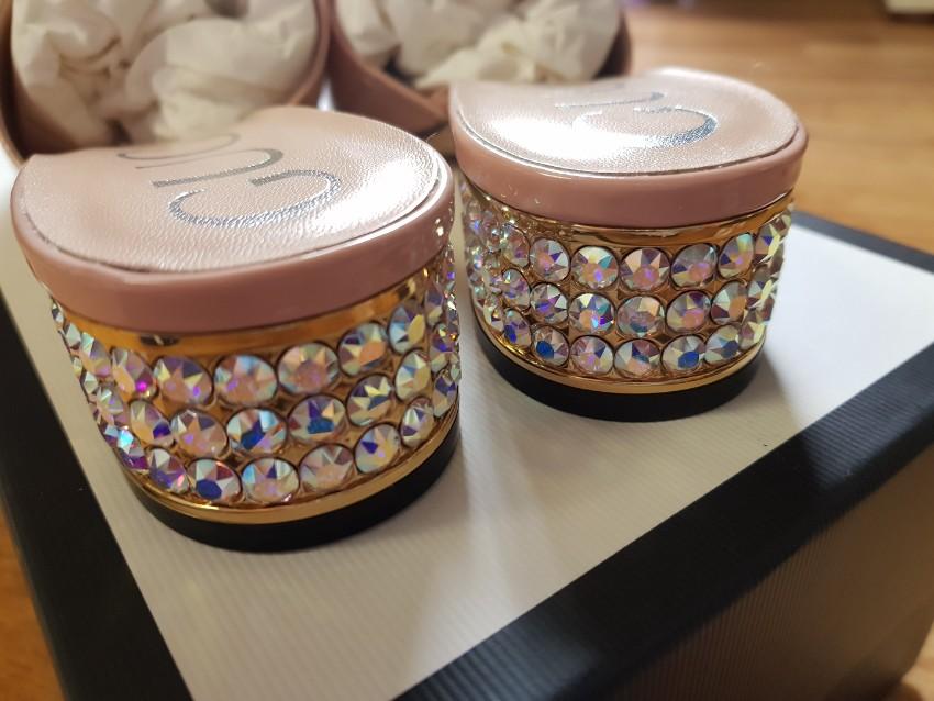 Gucci Nude Crystal Embellished Square G Mules