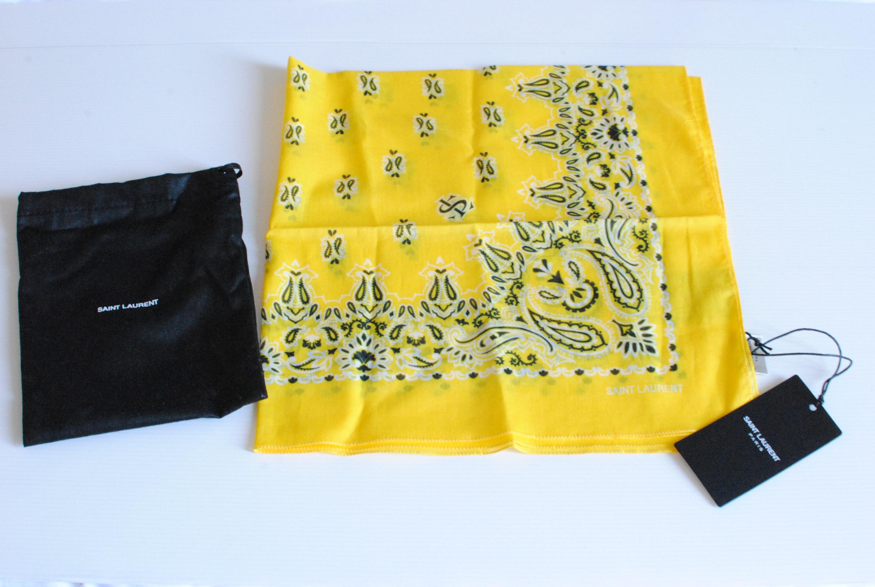 Saint Laurent Yellow Cotton Bandana Scarf
