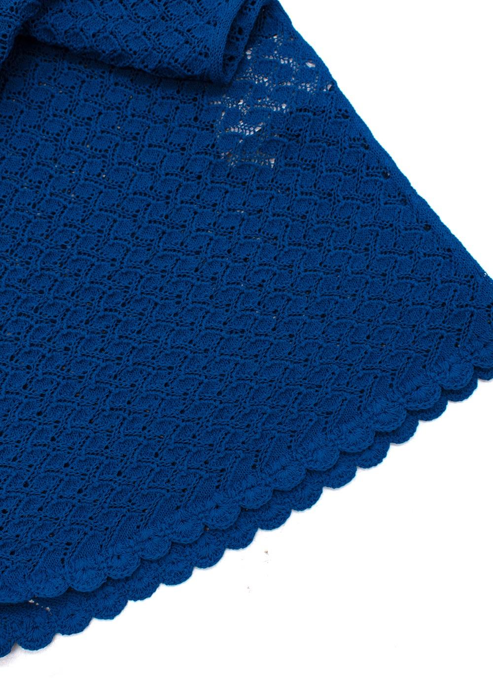 Blue Sheer Knitted Short Sleeved Top