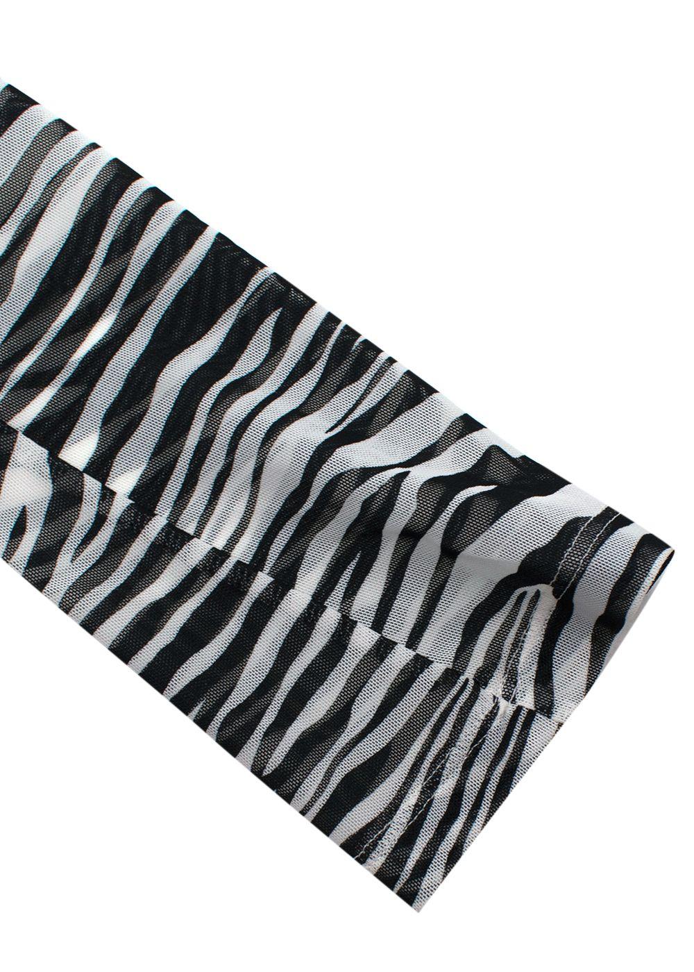 The Attico Zebra Print Mesh Mini Dress