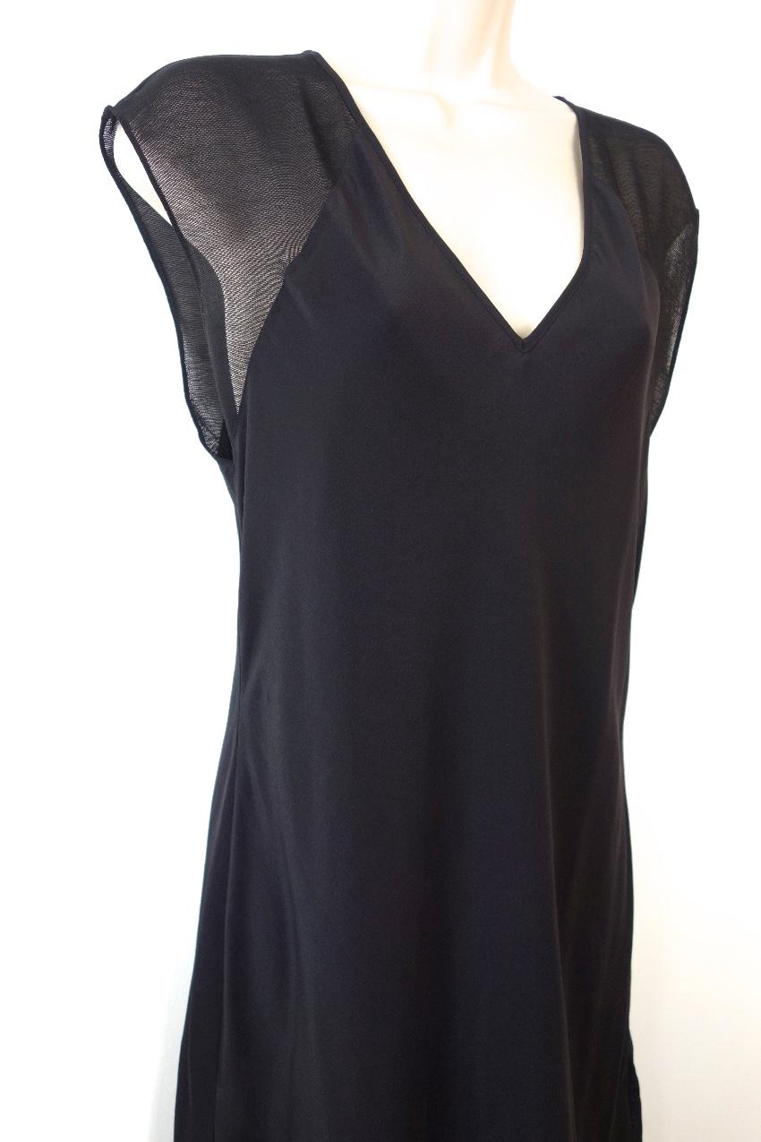T by Alexander Wang Silk Dress with Sheer Mesh Inserts