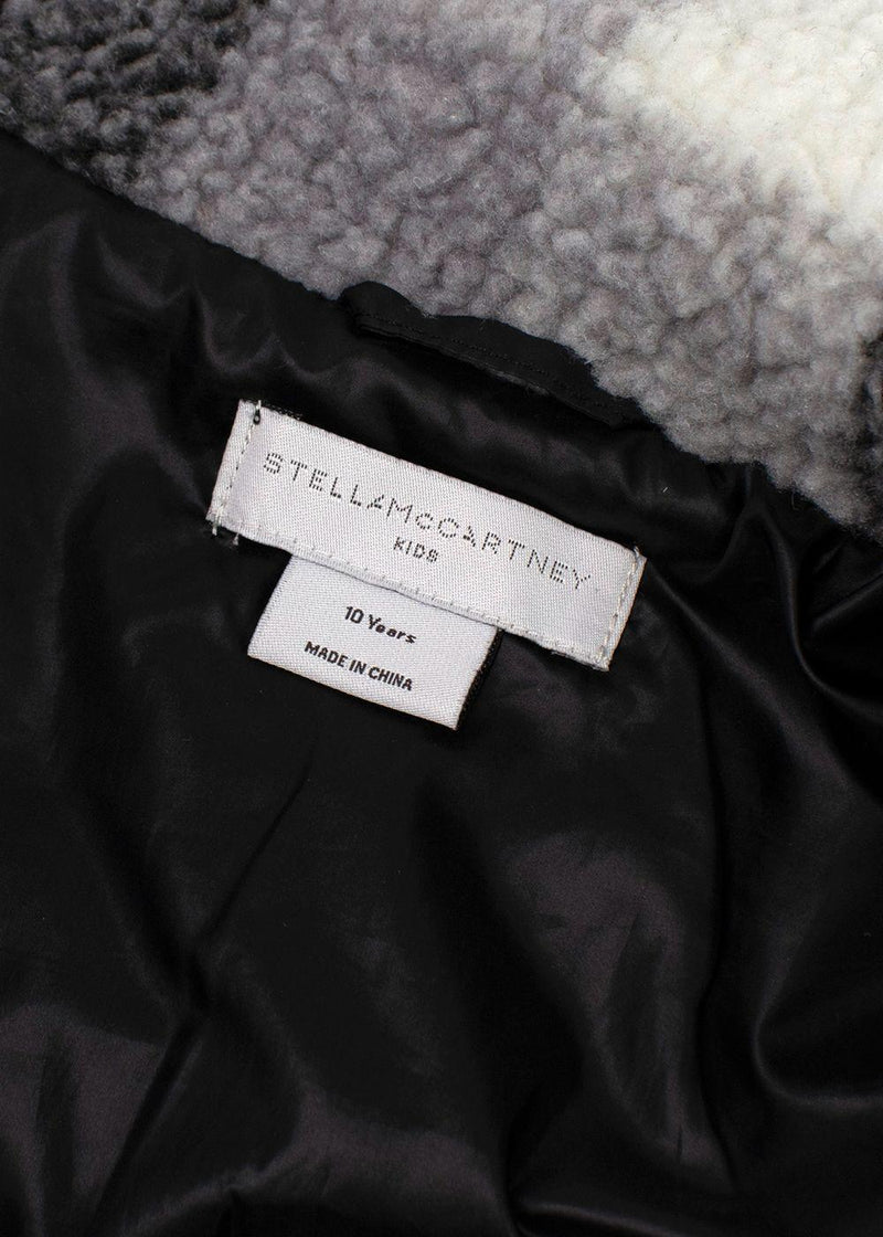 Stella McCartney Kids 10Y Plaid Grey Sherpa Fleece Jacket