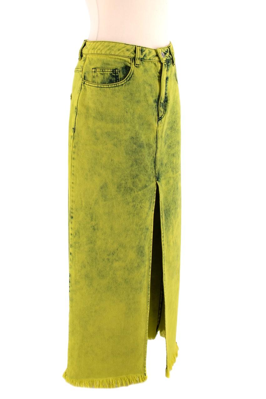 Marques Almeida Frayed Acid-Wash Denim Maxi Skirt