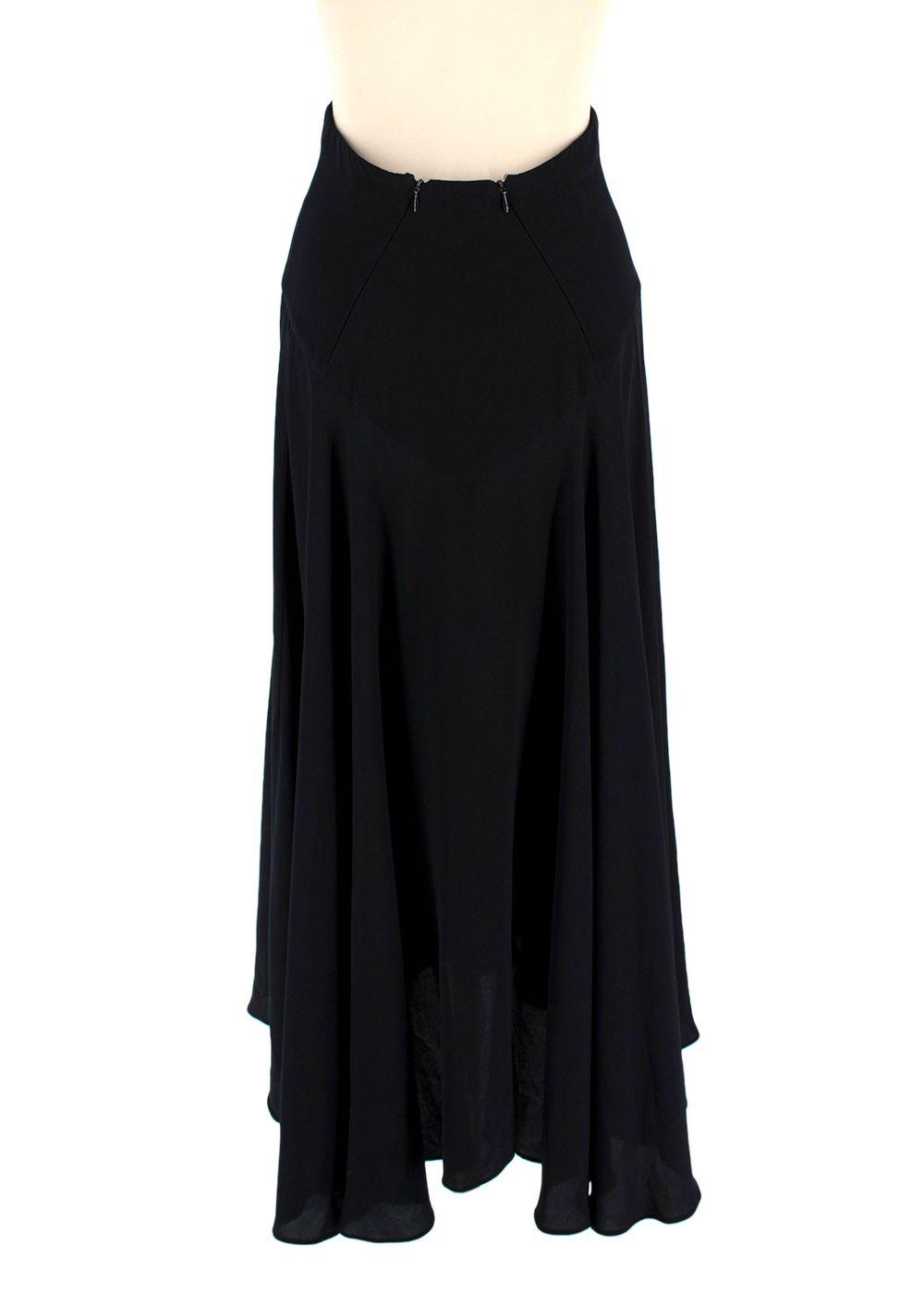 Chanel Black Floaty Silk Midi Skirt