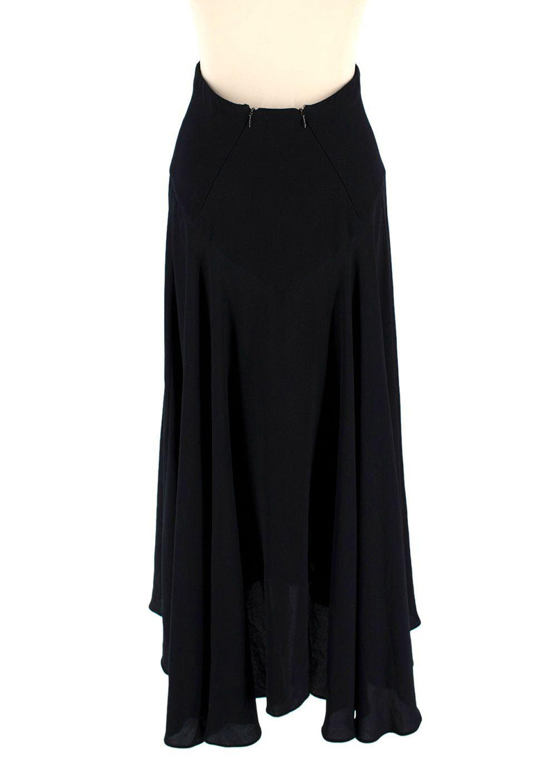 Chanel Black Floaty Silk Midi Skirt