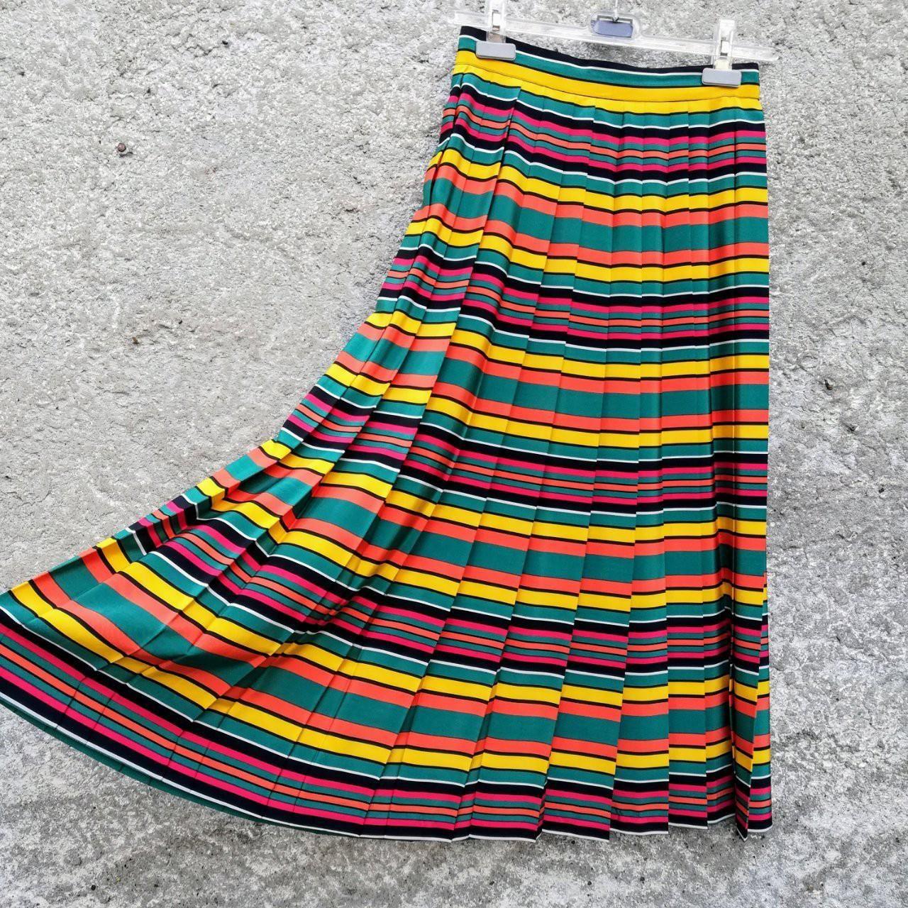 Multicolour striped crepe pleated skirt