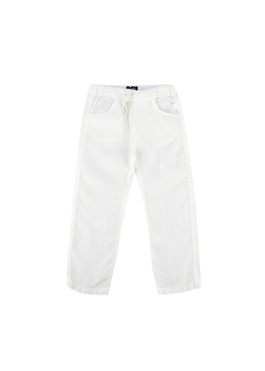 Kids white cotton draw string trousers