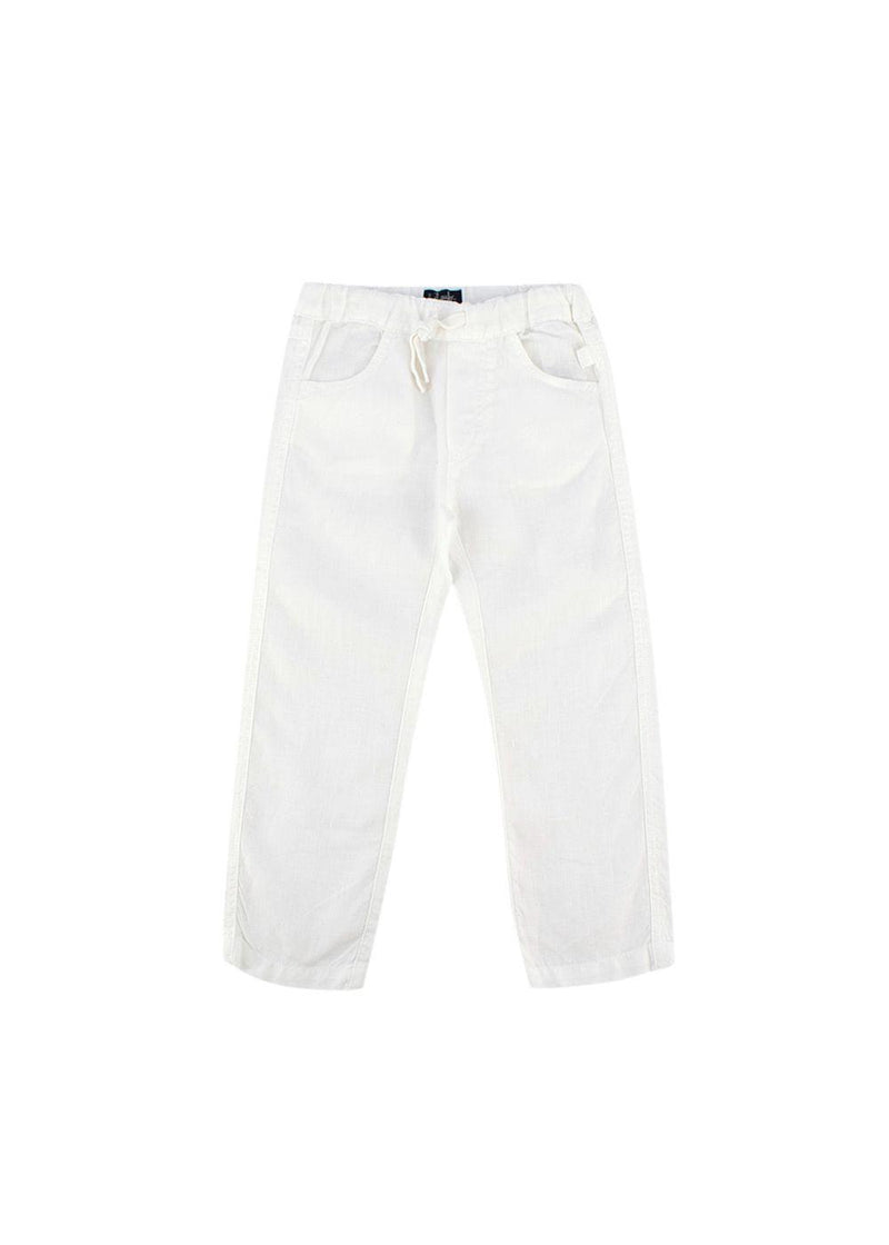Kids white cotton draw string trousers