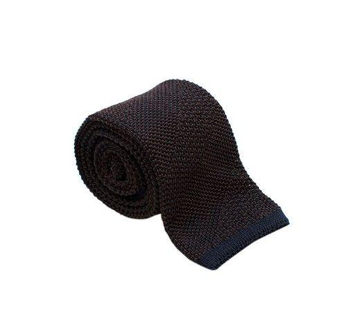 Fiorio Milano Brown Knitted Stripe Square End Tie