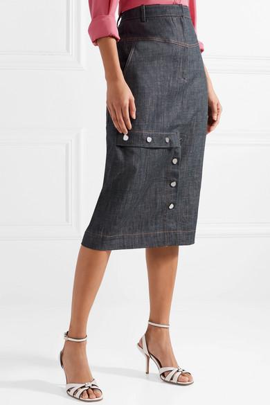 Tibi Demin Jamie Midi Skirt
