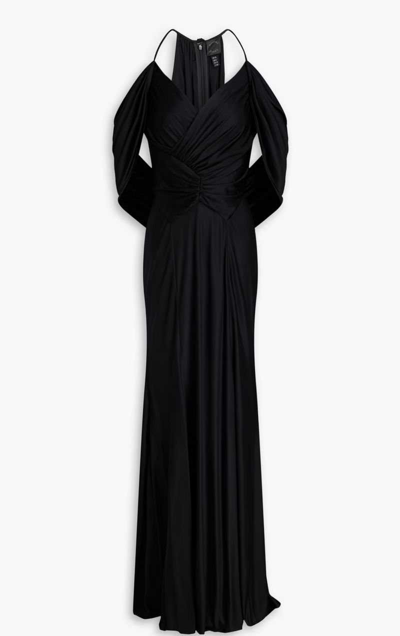 Huishan Zhang Bernice Draped Satin-Jersey Gown