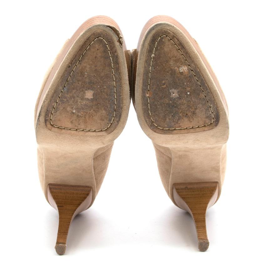 Brian Atwood Suede and Wood Platform Heels