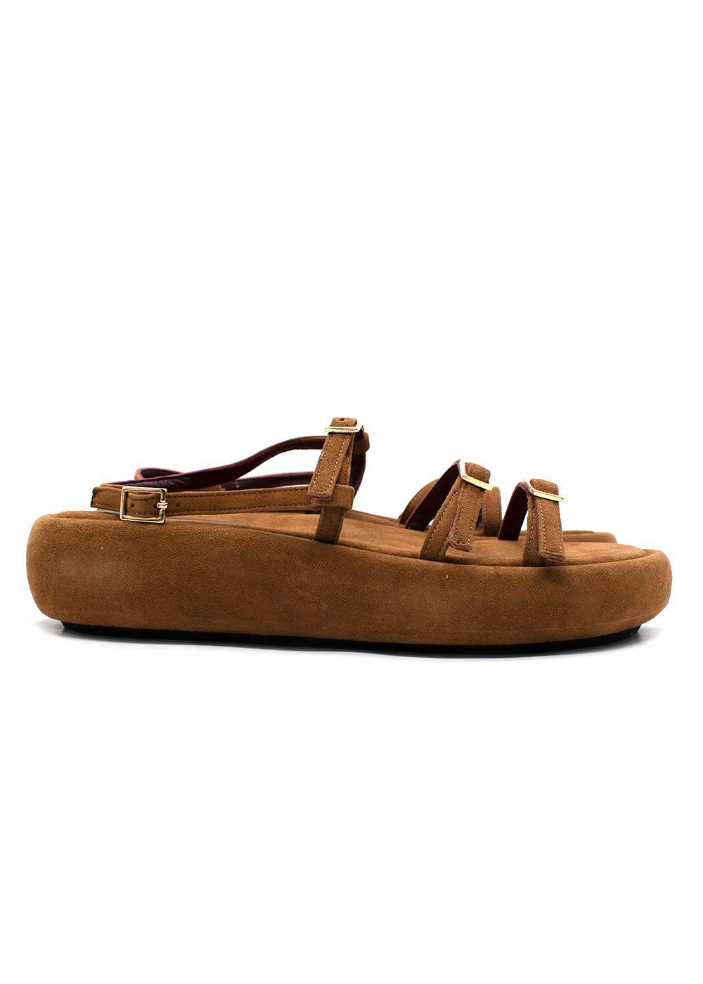 Manu Atelier Tobacco Suede Cage Chunky Slides