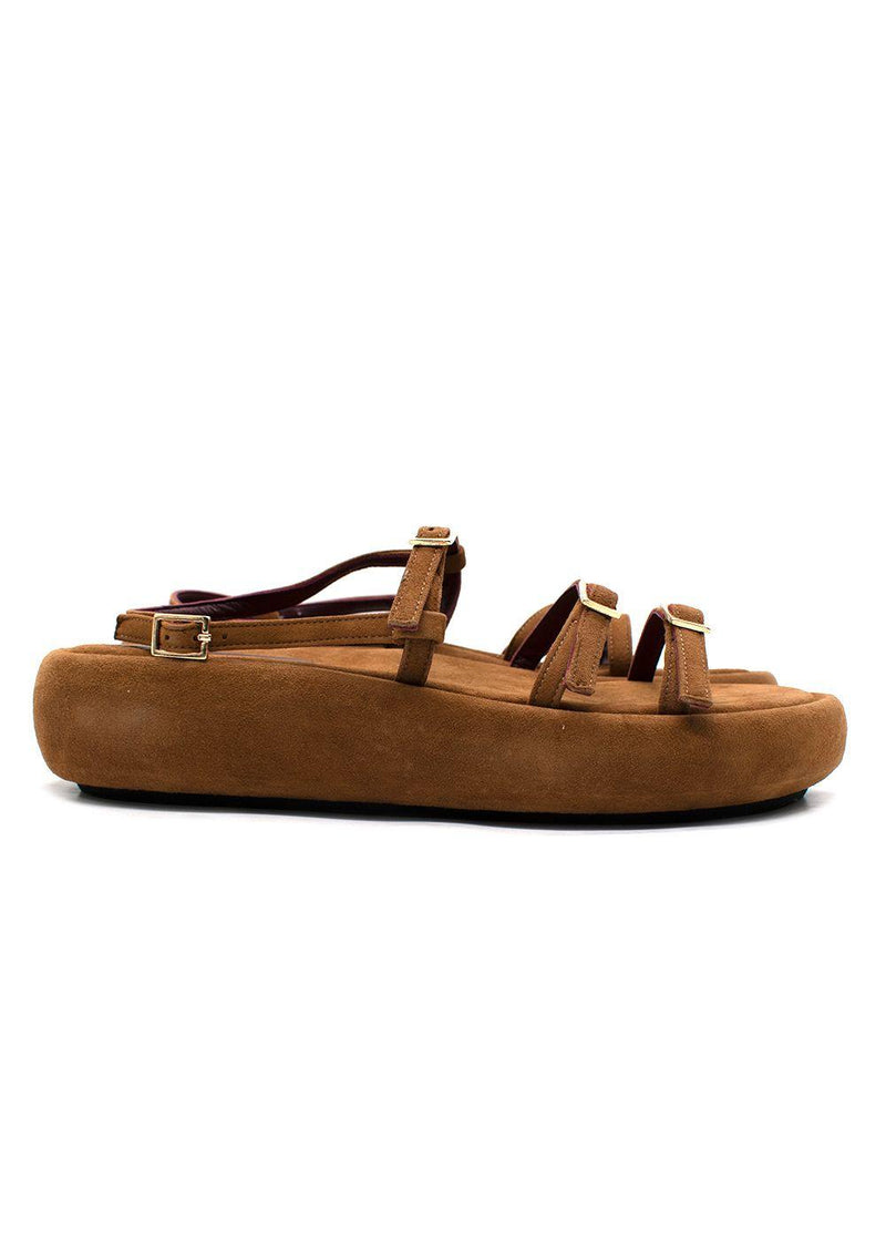 Manu Atelier Tobacco Suede Cage Chunky Slides