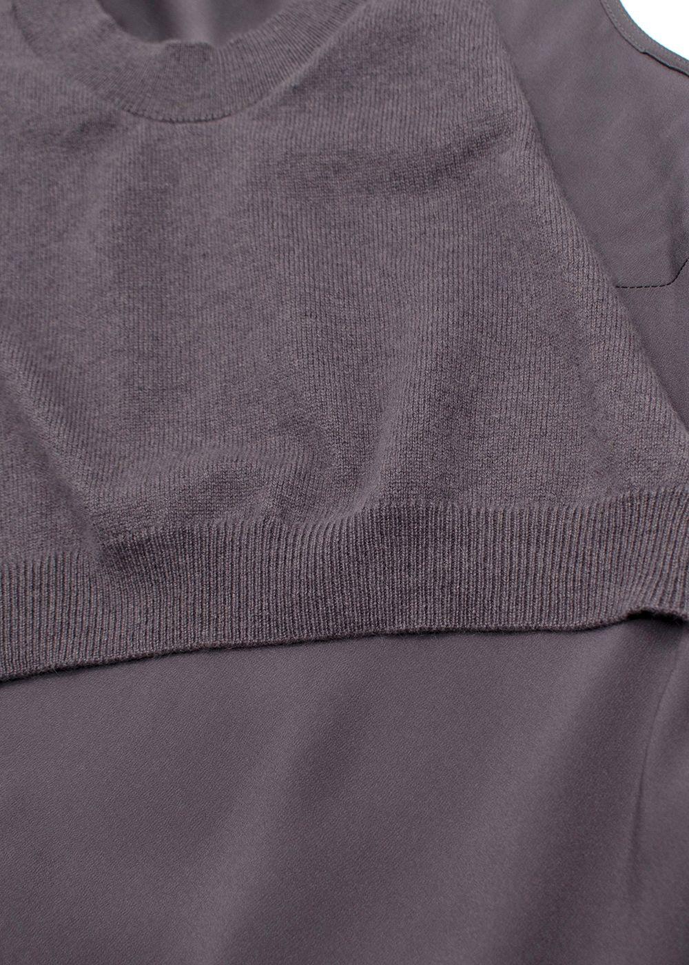 Brunello Cucinelli Cashmere Wool Grey Draped Top with Waist Tie