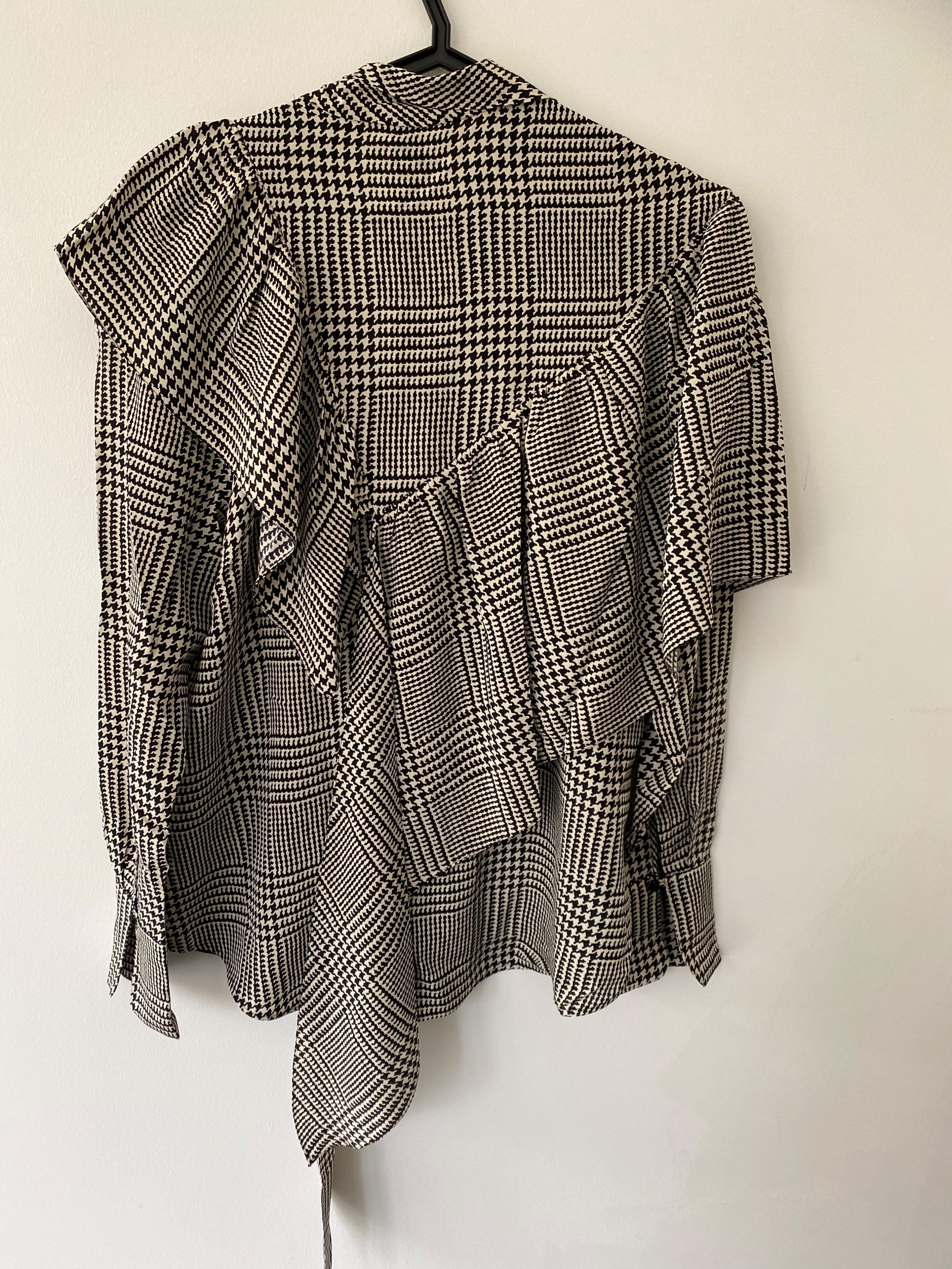 Prince of Wales Check Draped Blouse