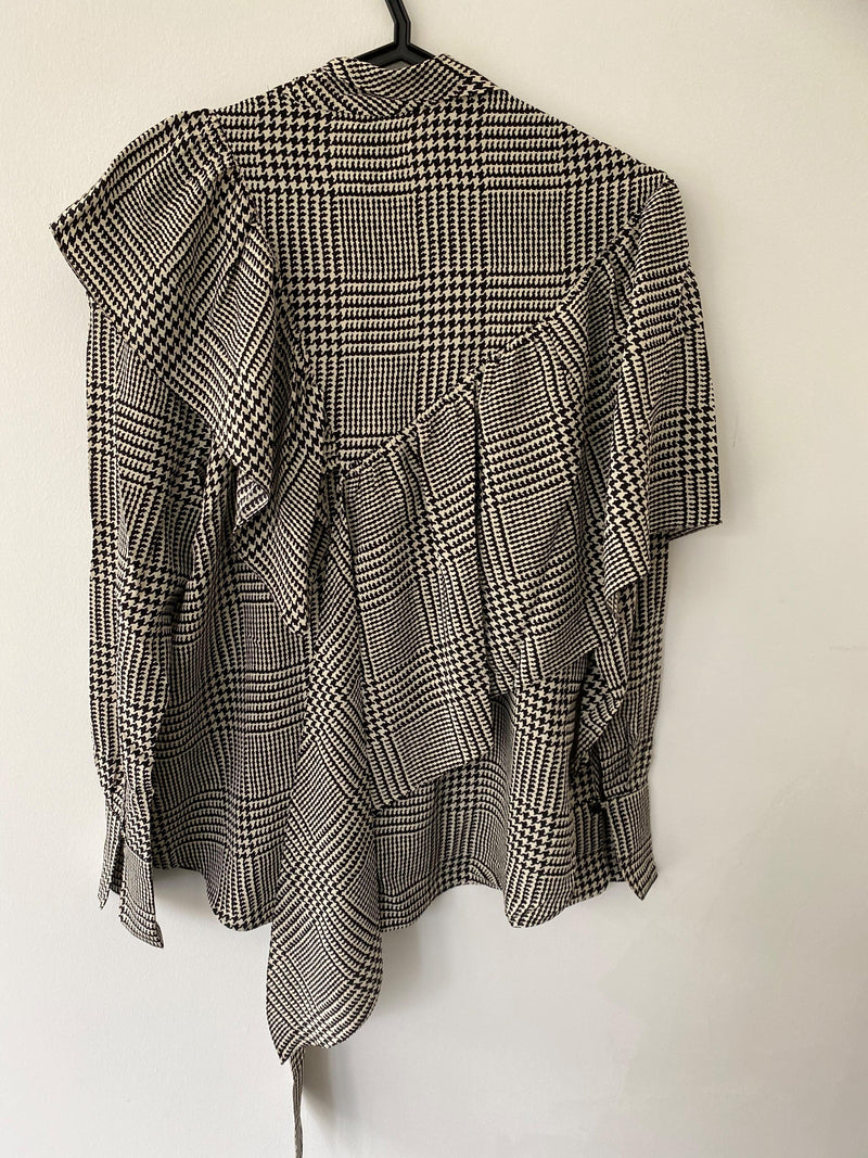 Prince of Wales Check Draped Blouse