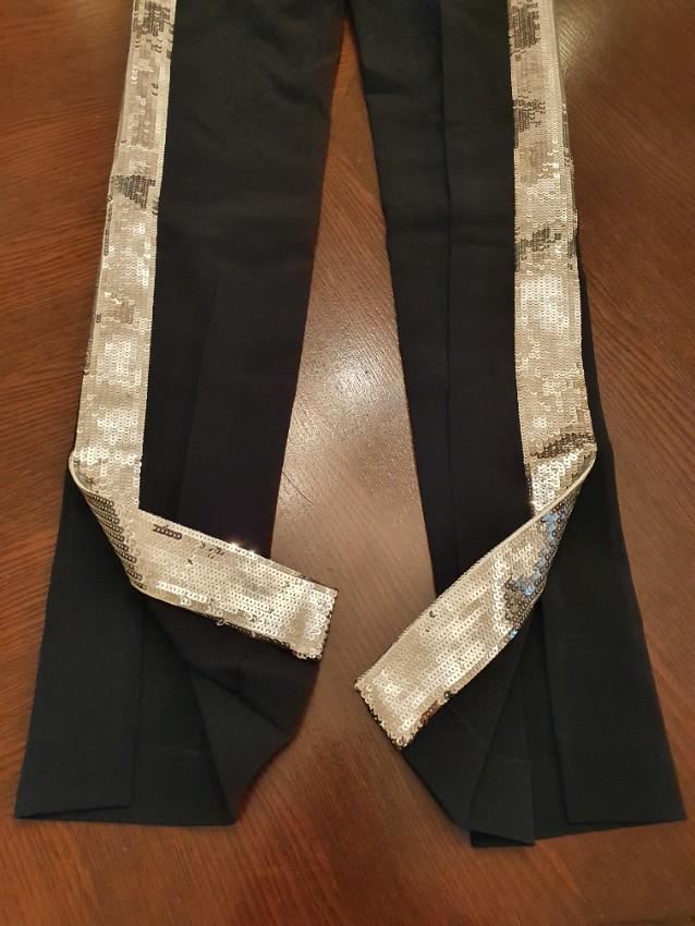 David Koma Silver Sequin Panelled Black Crepe Pants & Top