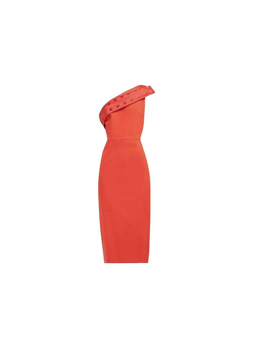 Orange silk one-shoulder Tasman dress