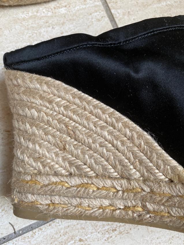Paul Smith Black Silk Jute Wedge Mules