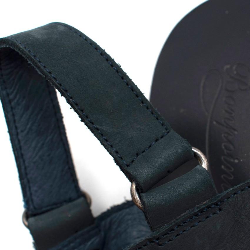 Bonpoint Navy Suede Velcro Sandals