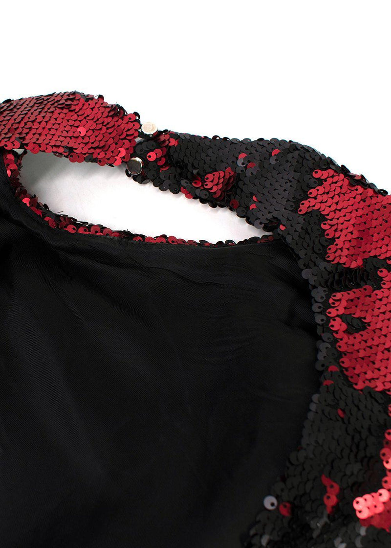 Marques Almeida Black & Red Sequin Asymmetric Mini Dress