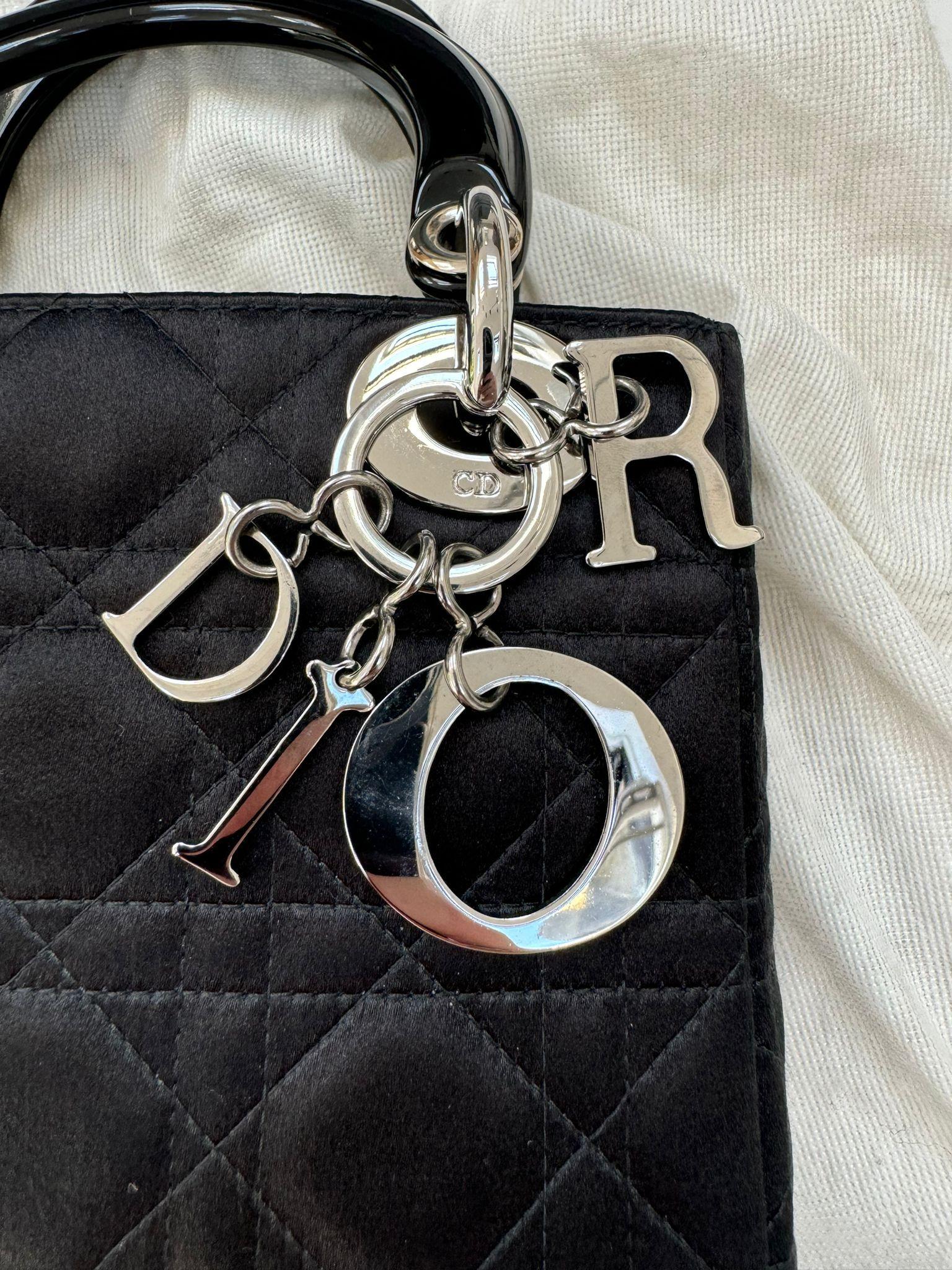 Mini Black Satin Lady Dior Bag