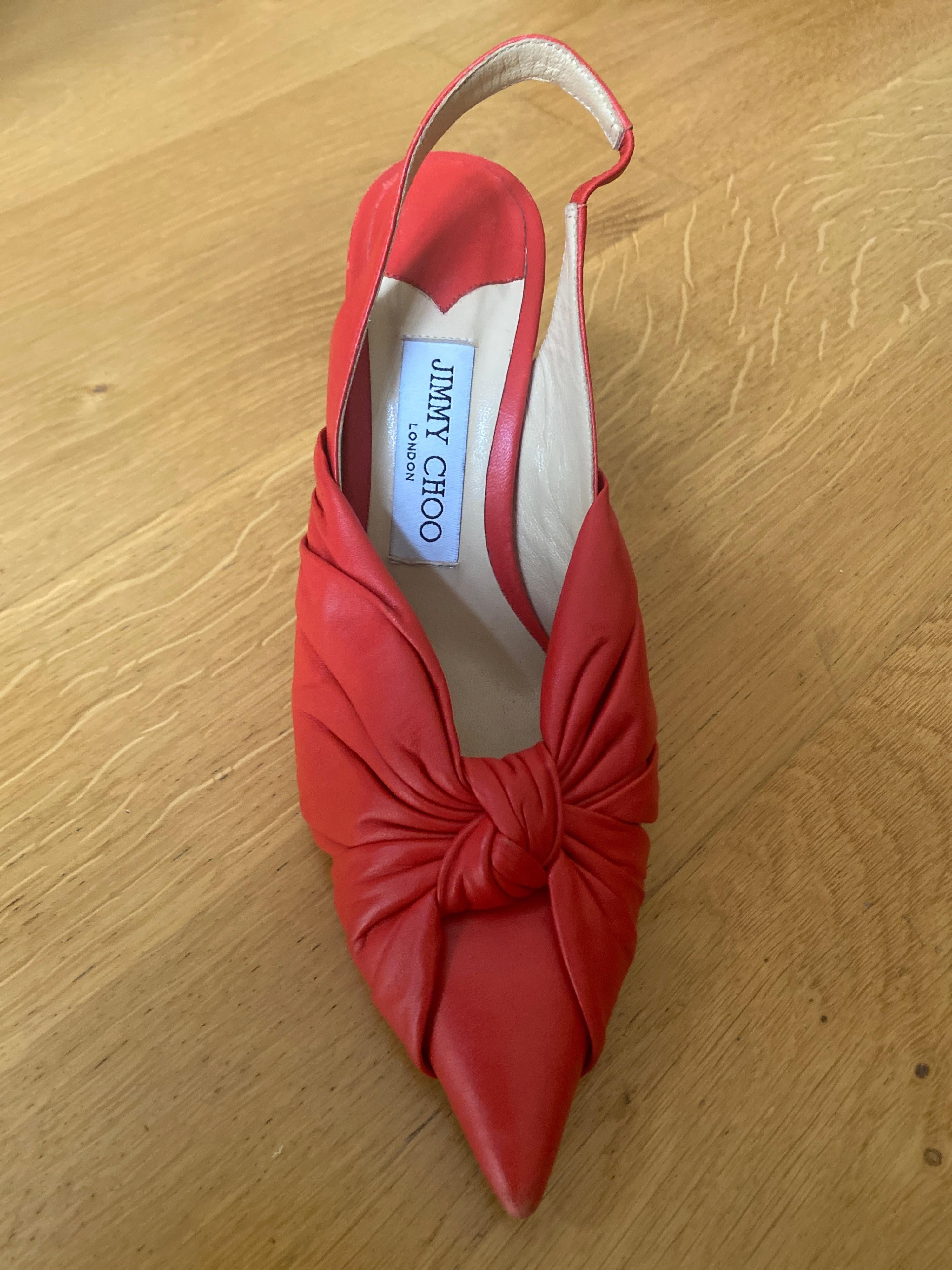Jimmy Choo Red Leather Annabell Sling back Pumps