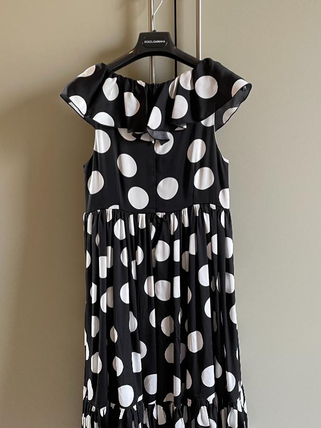 Dolce & Gabbana Kids 12Y Black & White Silk Dress