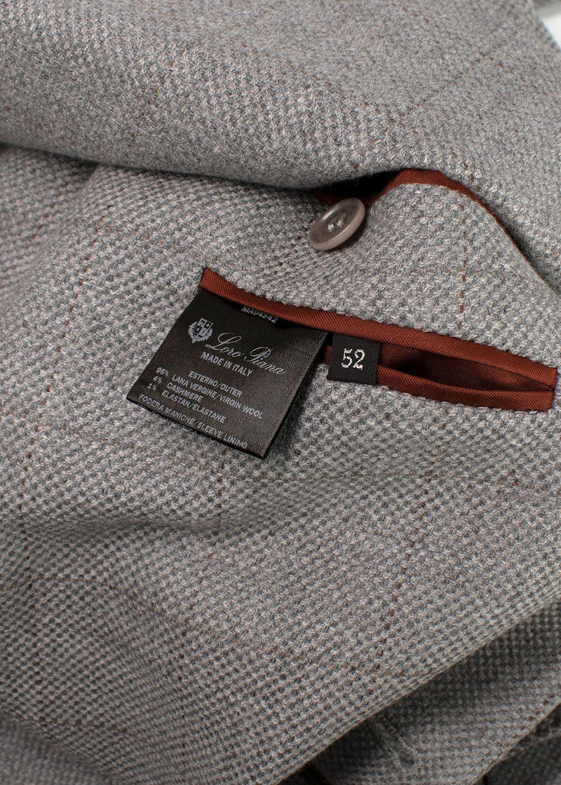 Loro Piana Grey Check Wool Single-breasted Blazer