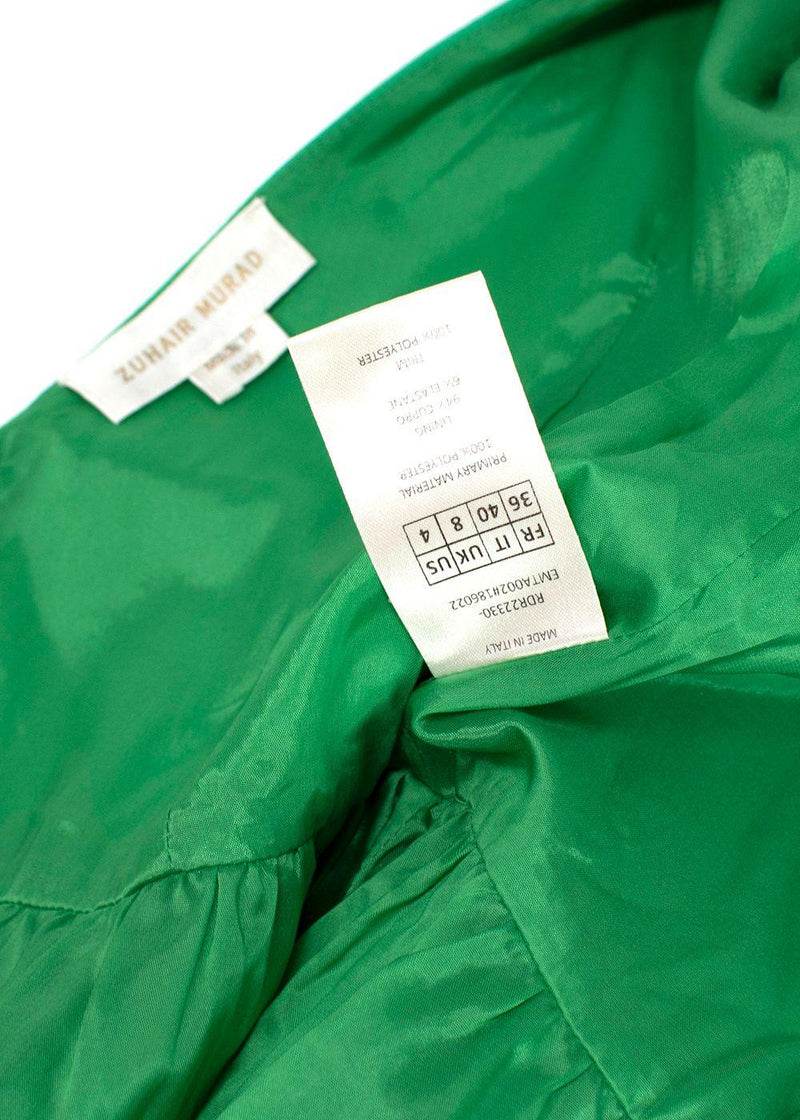 Zuhair Murad Green Taffeta and English Lace Midi Dress