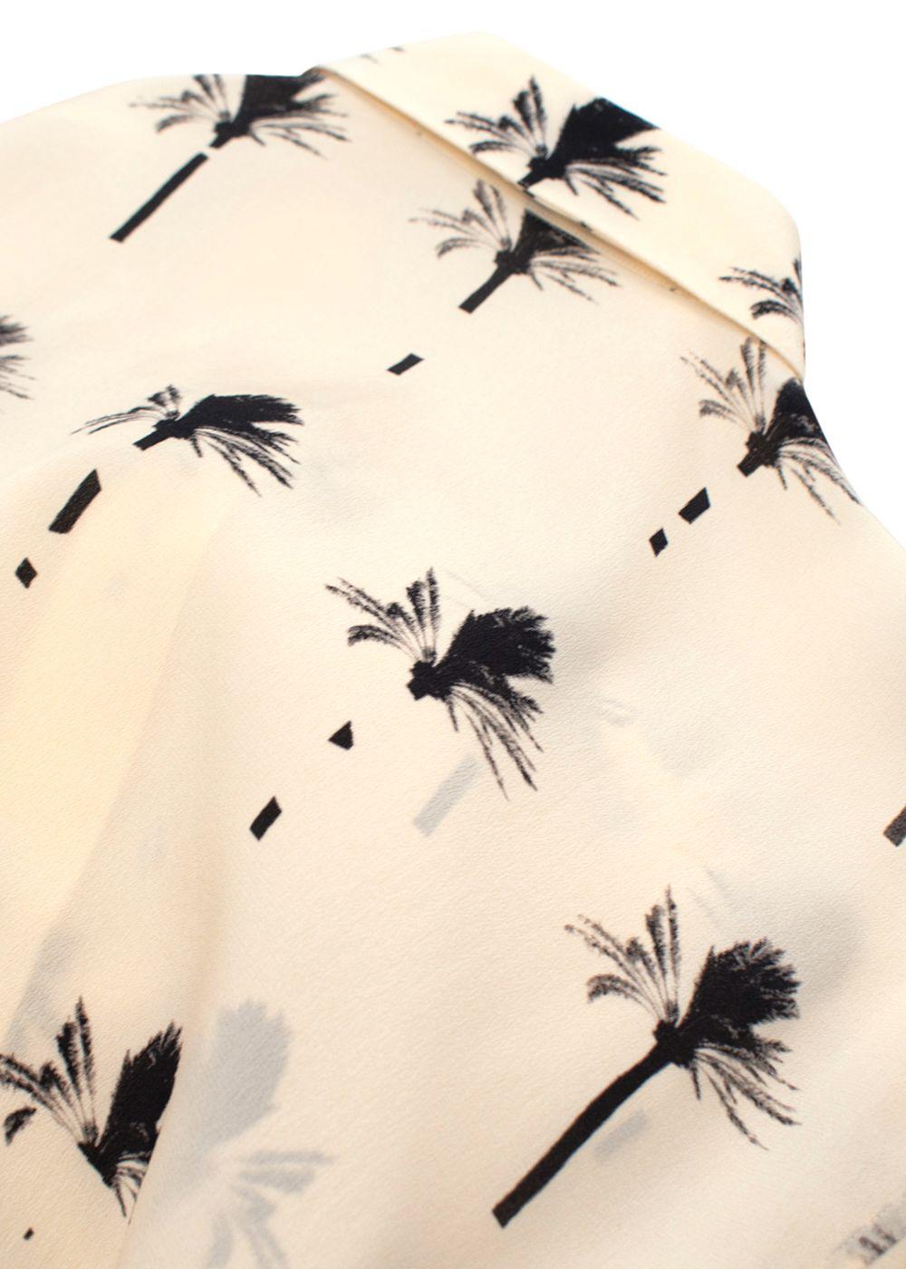Saint Laurent Cream Palm Tree Print Silk Shirt