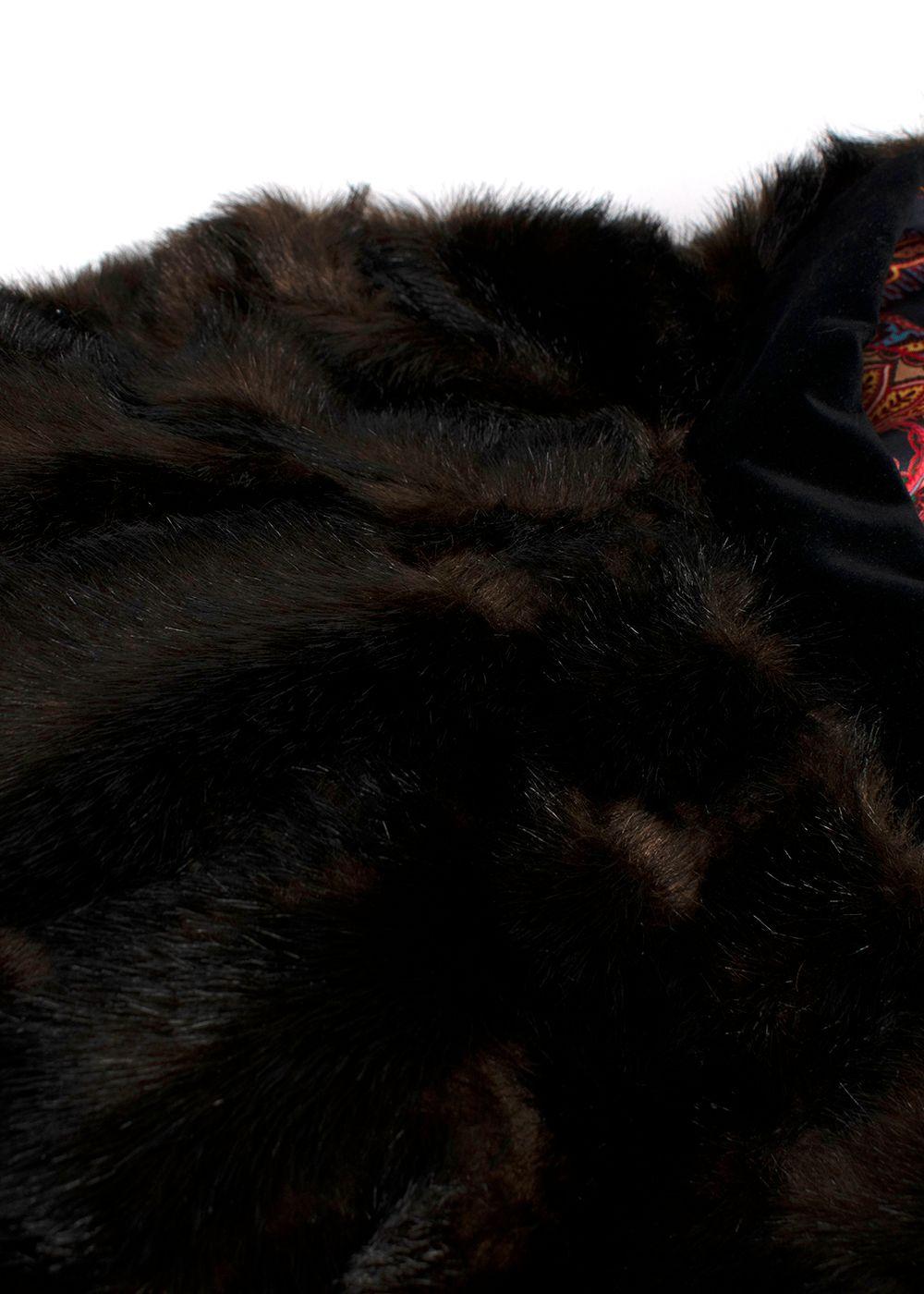Etro Brown Faux Fur Bomber Jacket