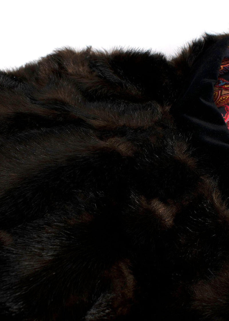 Etro Brown Faux Fur Bomber Jacket