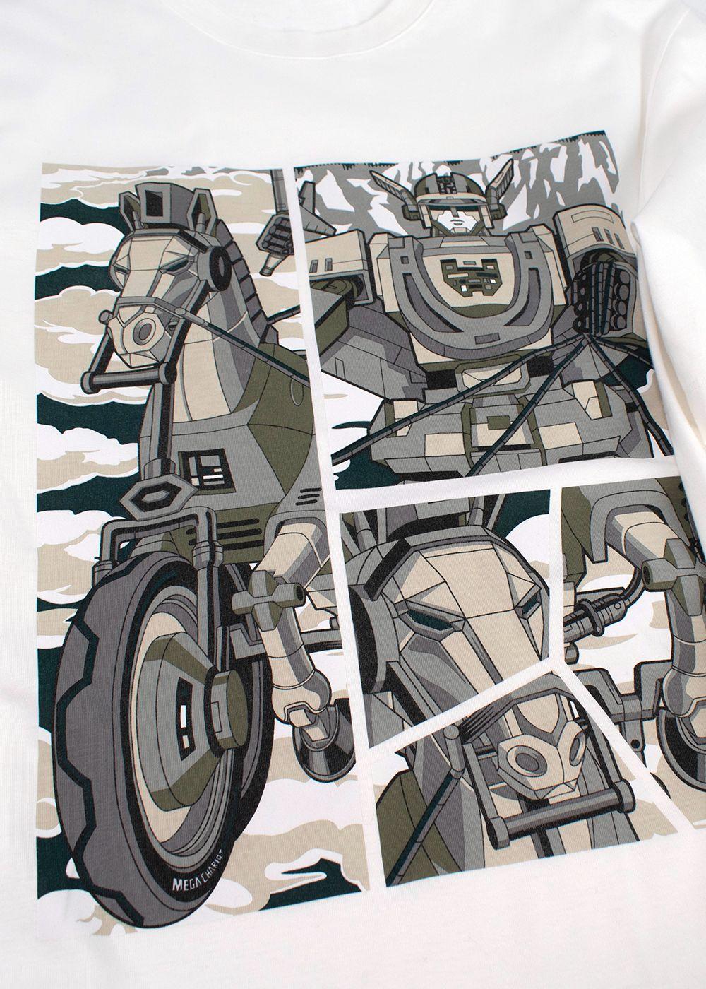 Hermes White Mega Chariot Print Cotton  T-Shirt