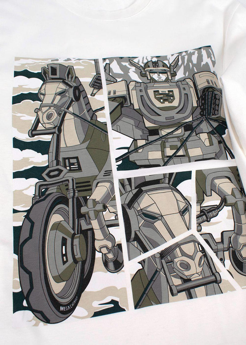 Hermes White Mega Chariot Print Cotton  T-Shirt