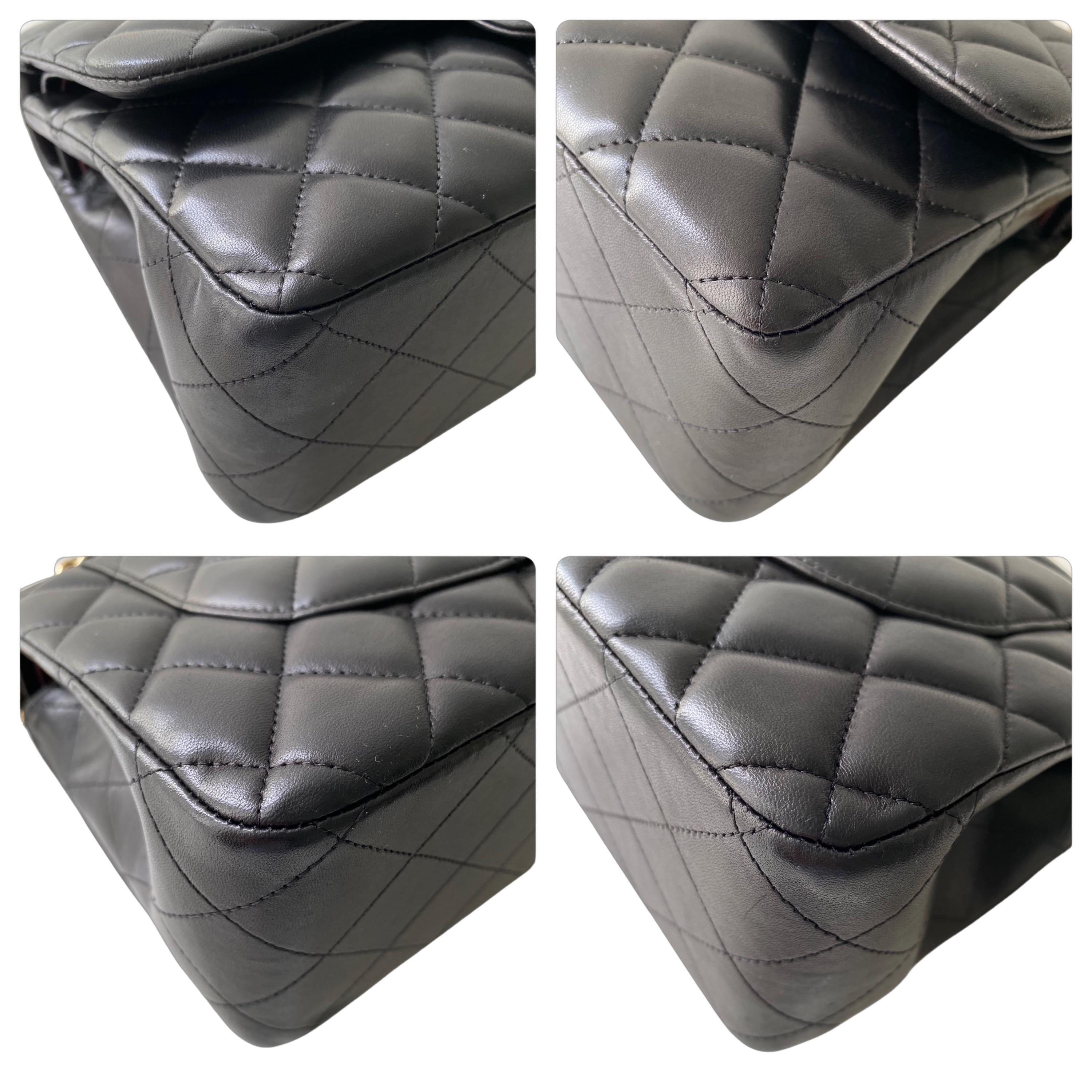 Quilted Black Lambskin Douple Flap Bag