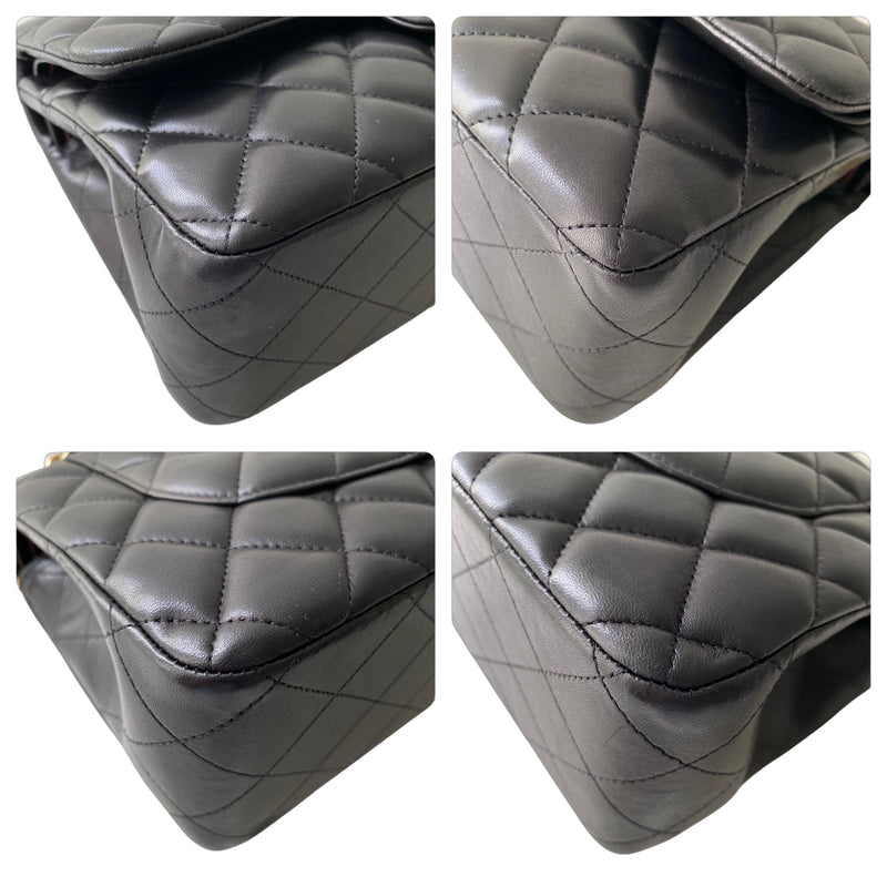 Quilted Black Lambskin Douple Flap Bag