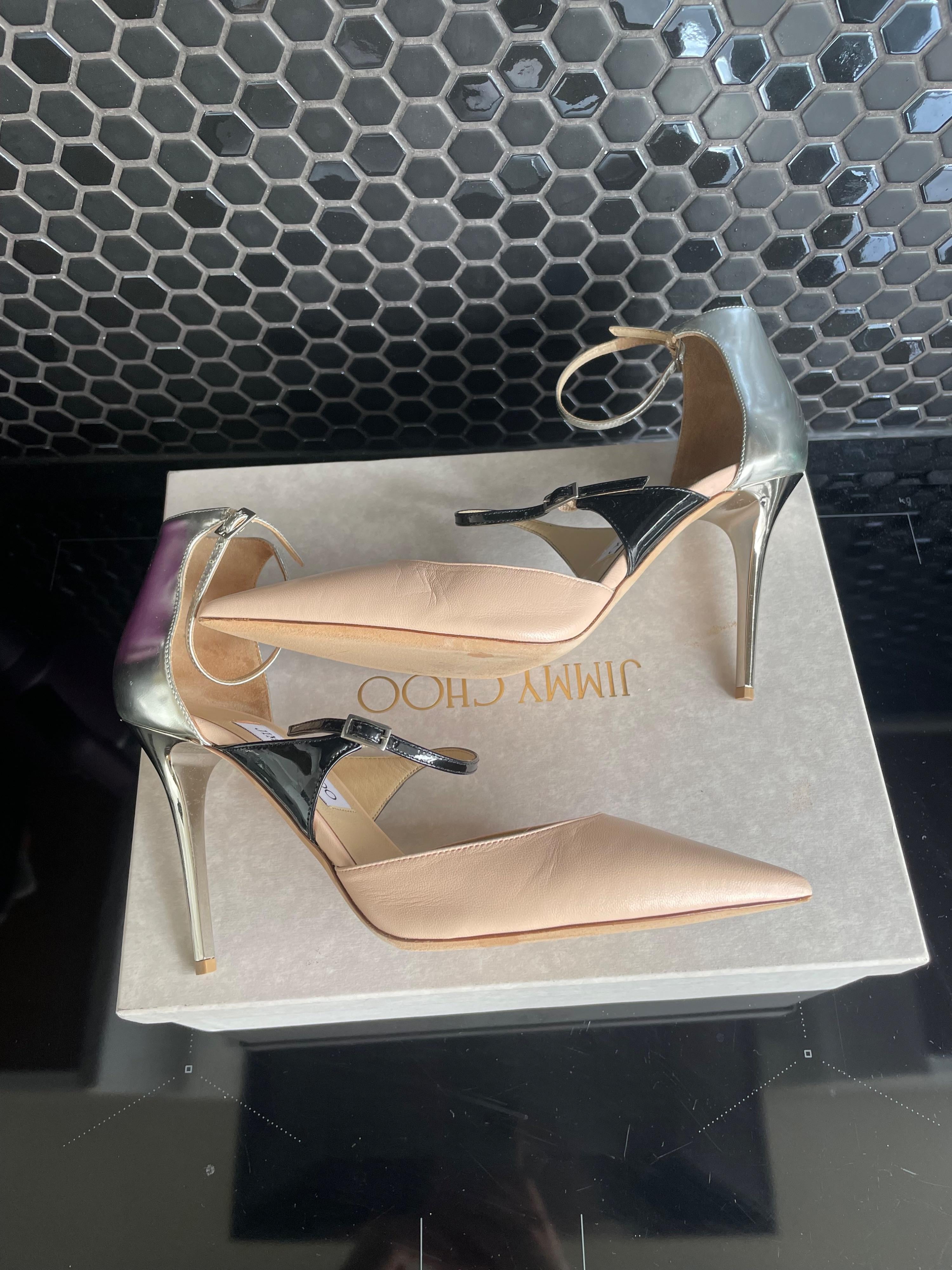 Jimmy Choo Tri ColourAnkle Strap Pumps