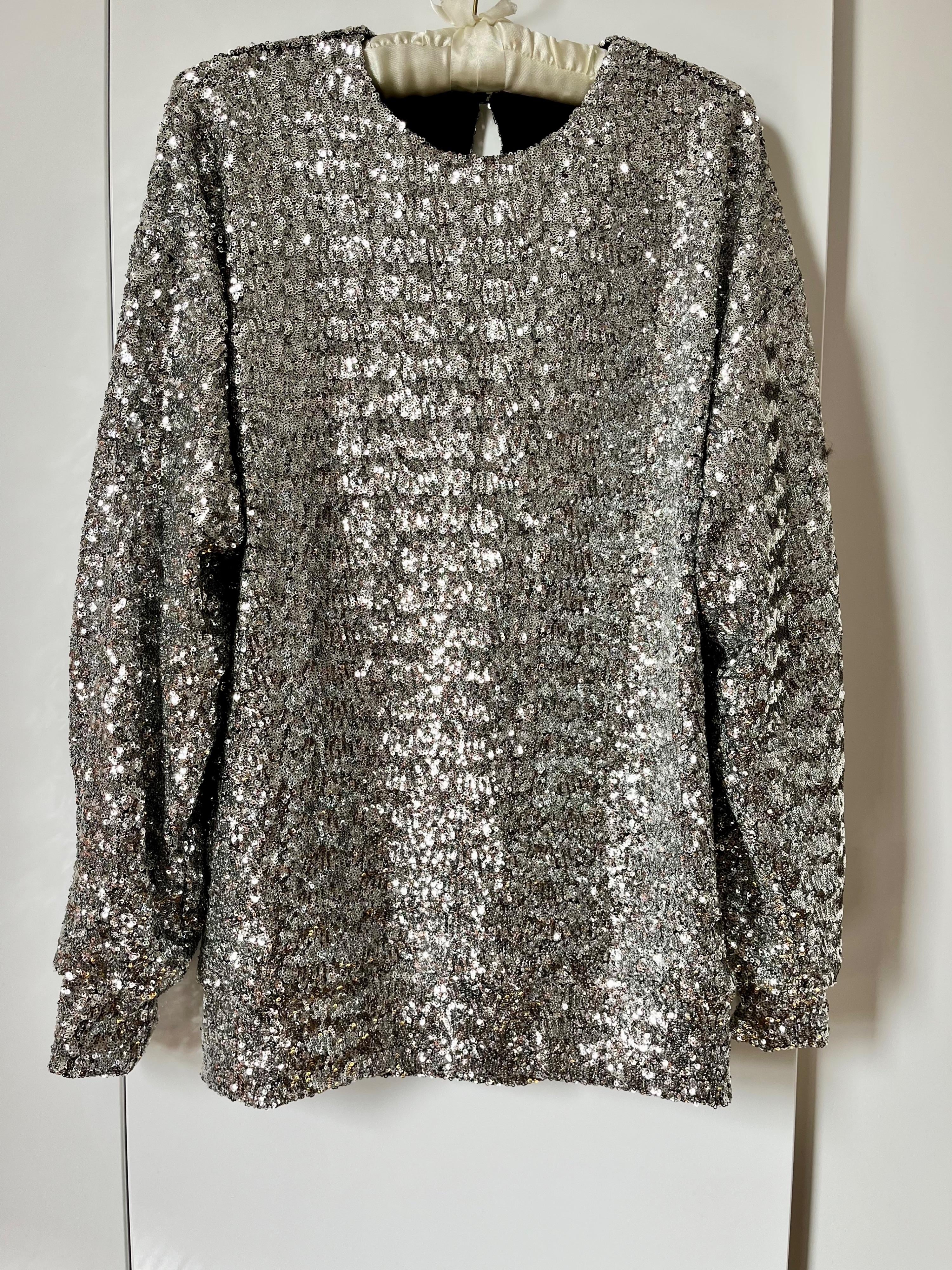 Silver sequinned Olivia top