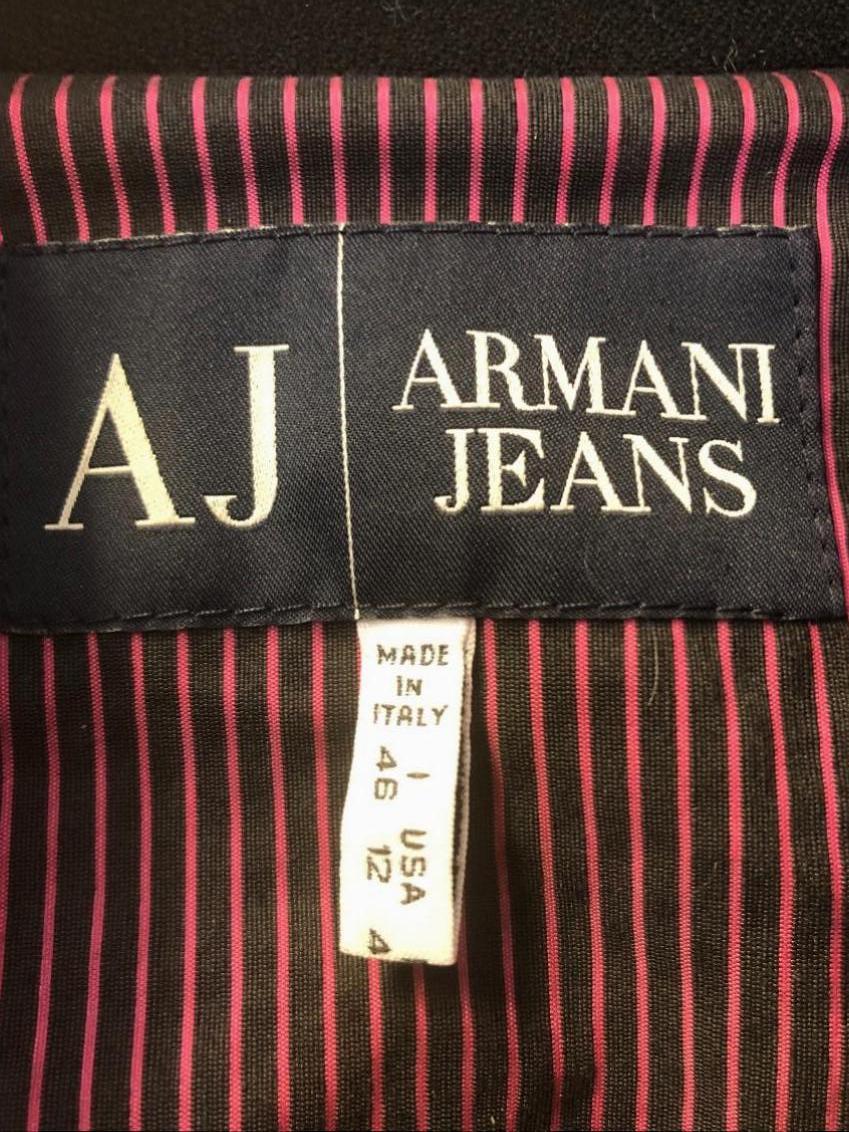 Armani Jeans Single Breasted Black Zip Detail Coat