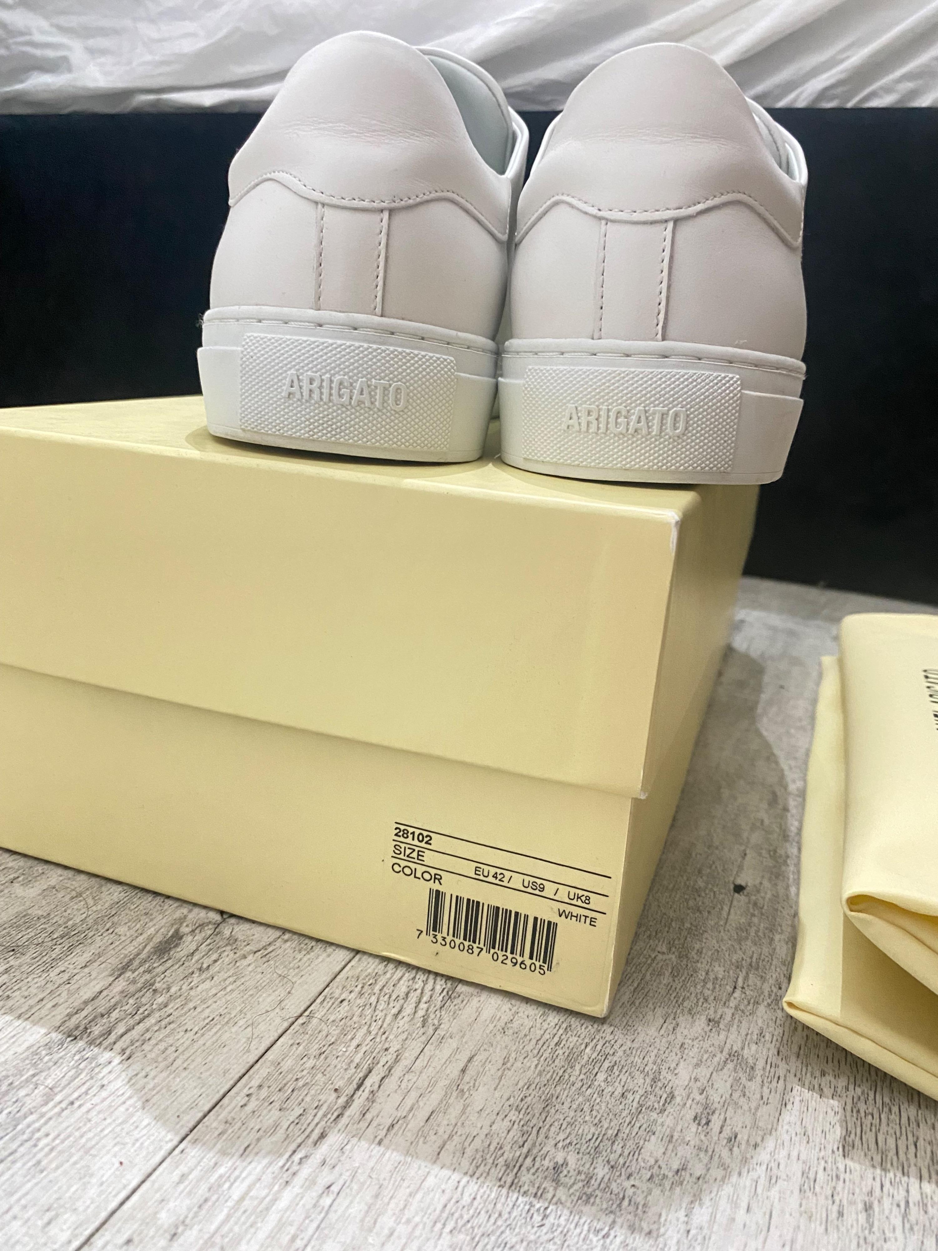 white leather low top trainers