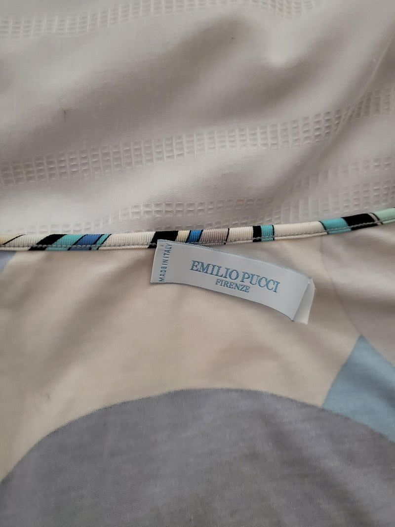 Emilio Pucci Blue Abstract Print Long Sleeve Top