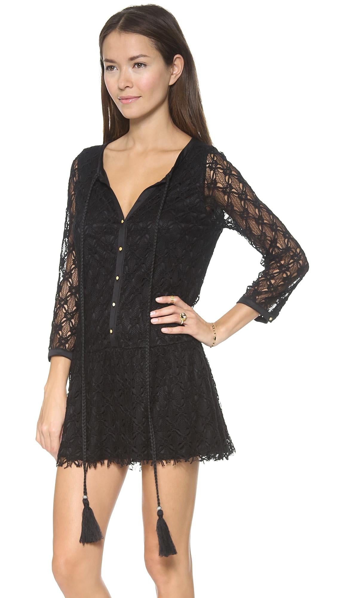 Misa/T-Bags Los Angeles Black Crochet Mini Dress