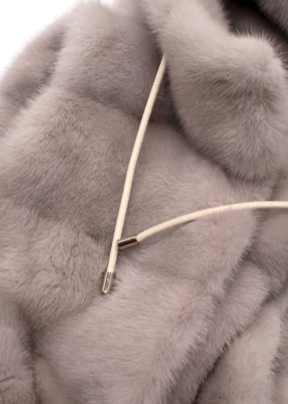 Yves Salomon Grey Mink Fur Hooded Gilet