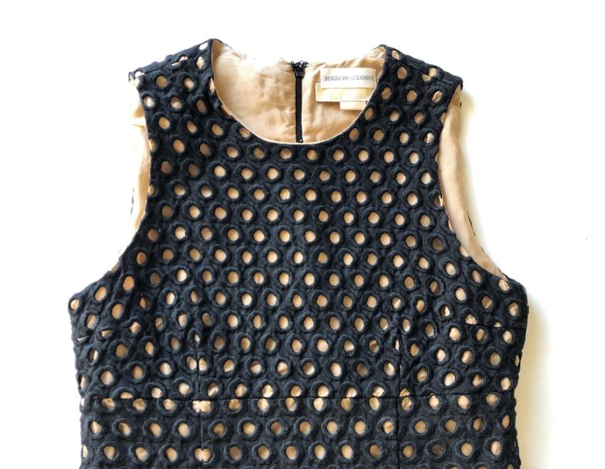 Michael Kors black linen guipure sleeveless dress