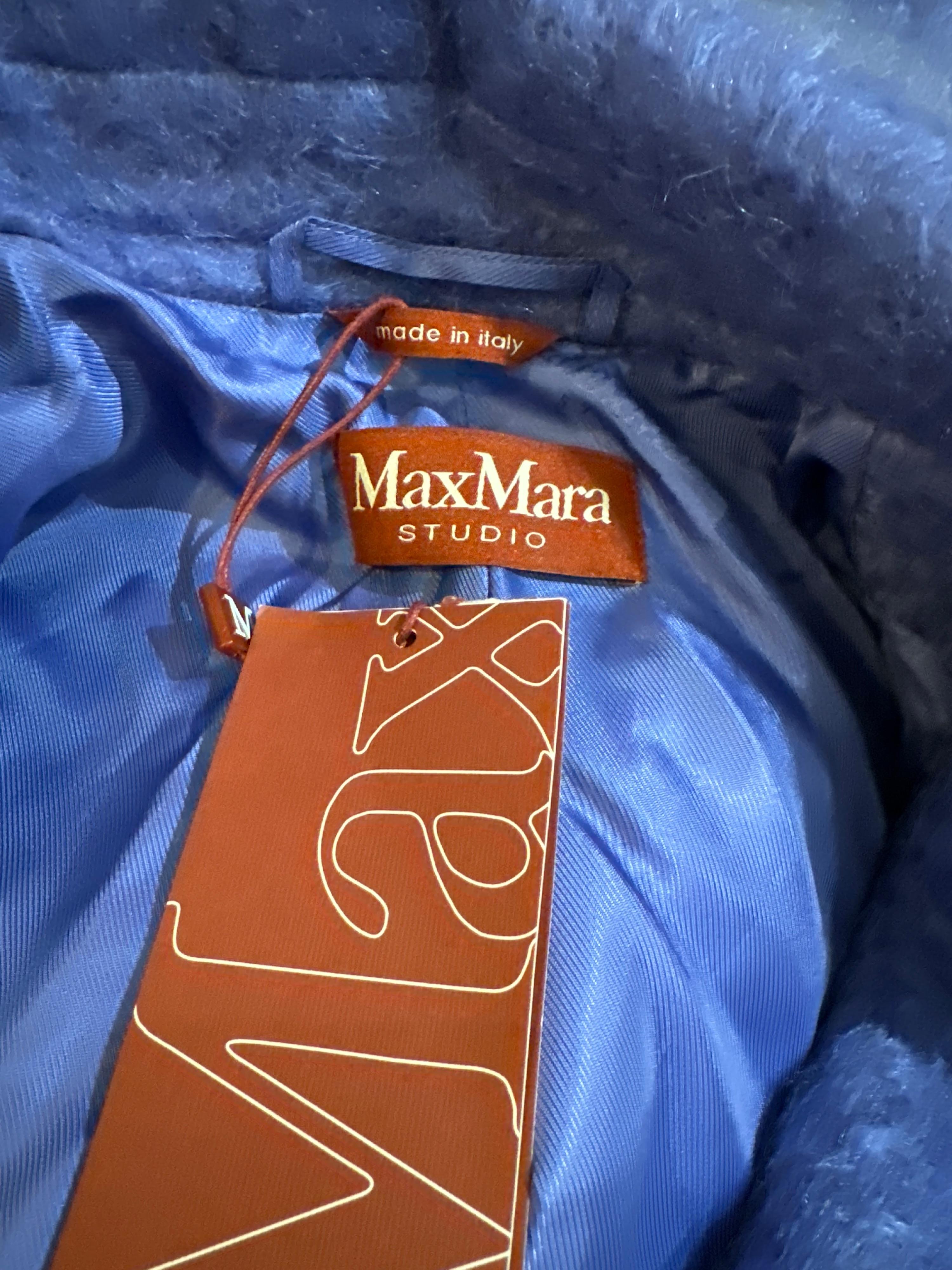 S Max Mara Blue Longline Wool Coat