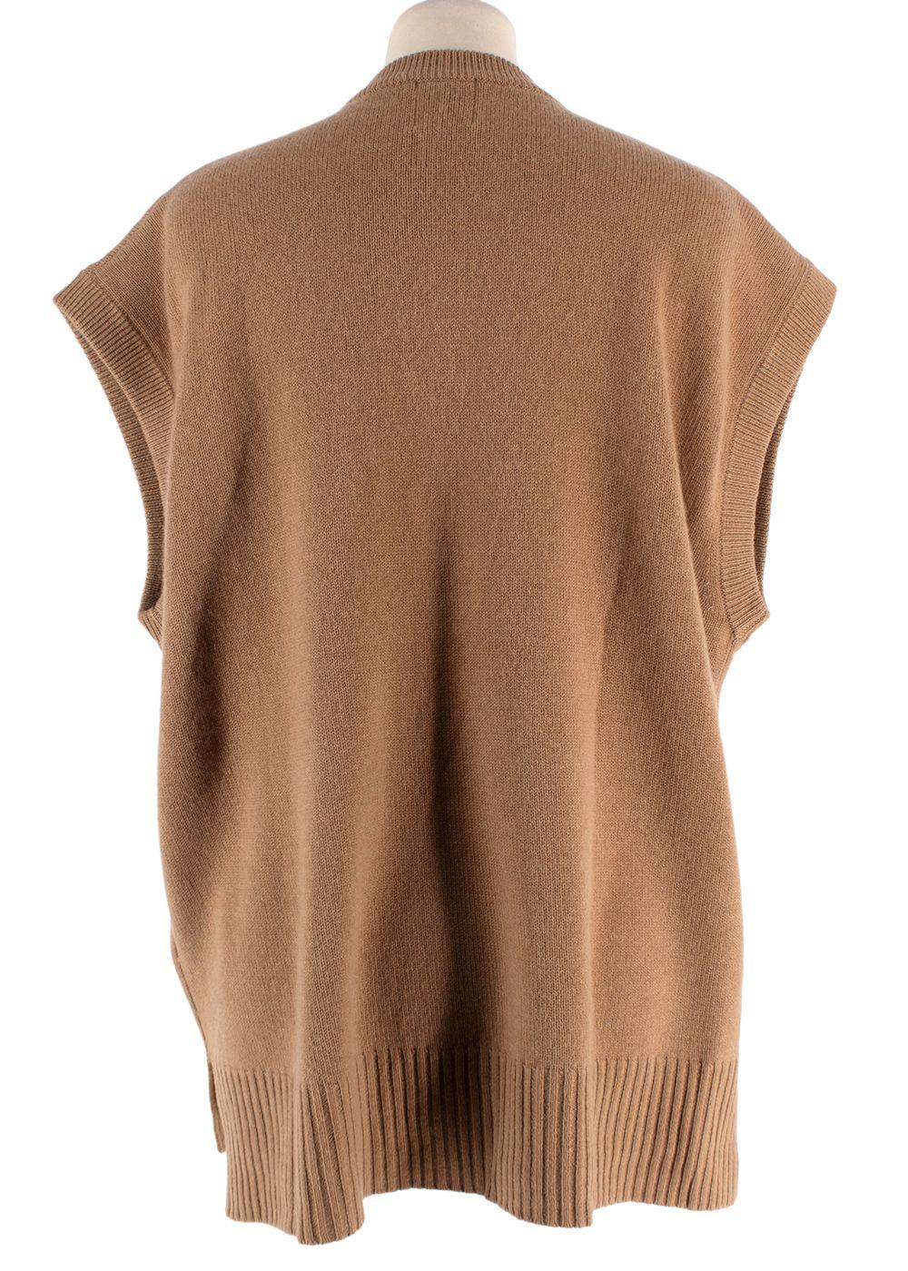 Madeleine Thompson Camel Wool-Blend Sweater Vest