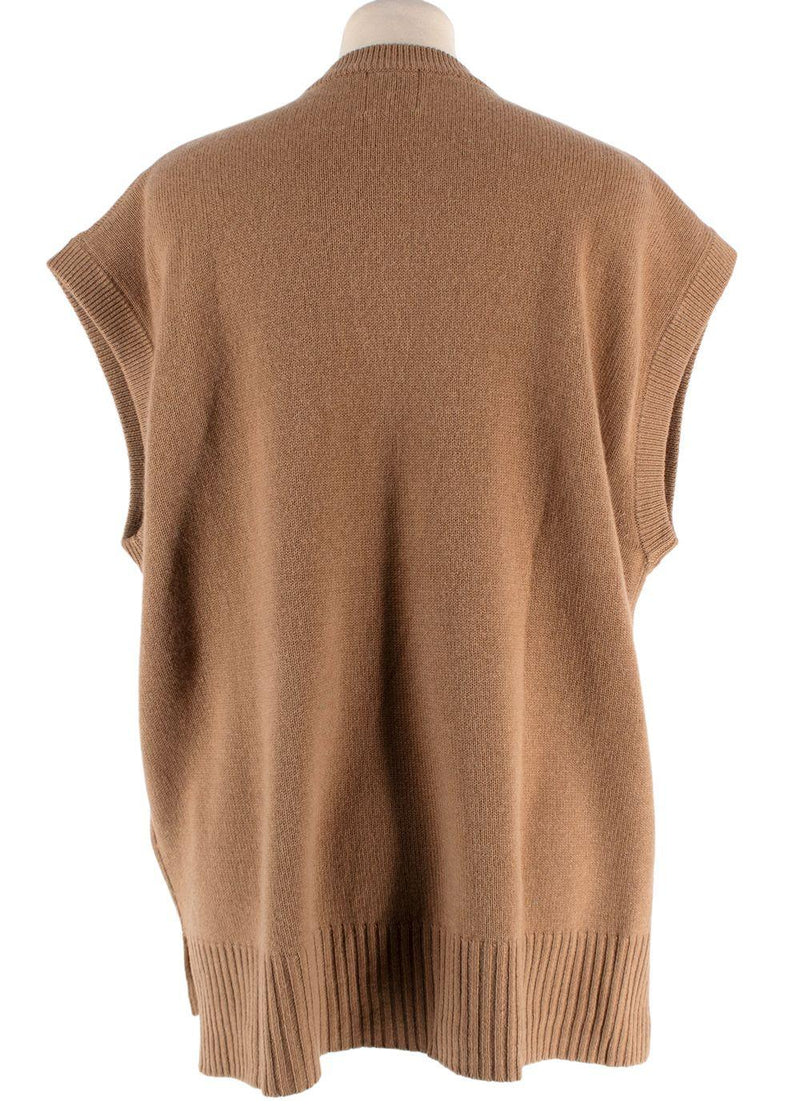 Madeleine Thompson Camel Wool-Blend Sweater Vest